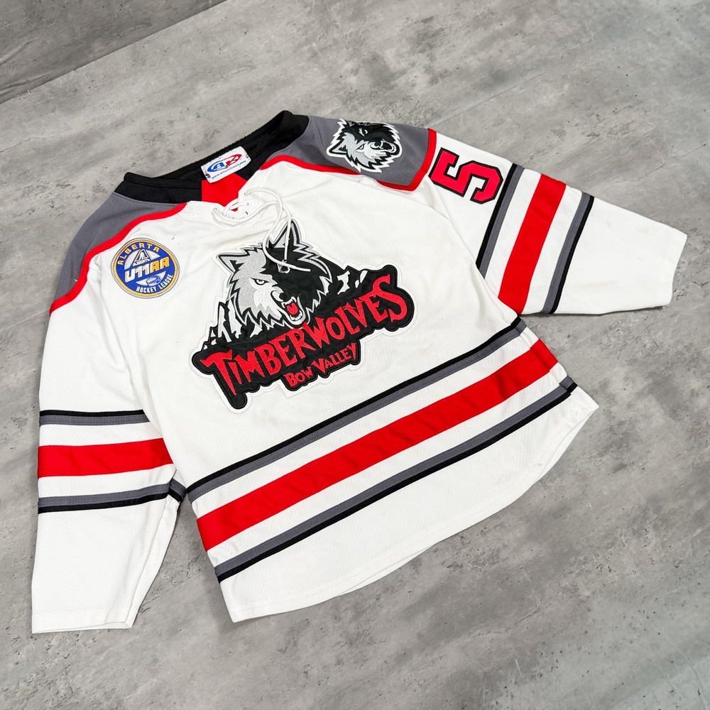 Vintage VTG Y2K 2000's 00's Timber Wolves White Hockey Jersey